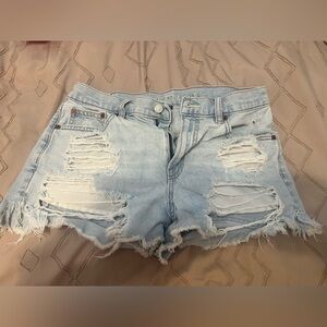 American Eagle Distressed Light Blue Denim Shorts